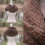 Handwoven extra long snood in brown wool and alpaca.