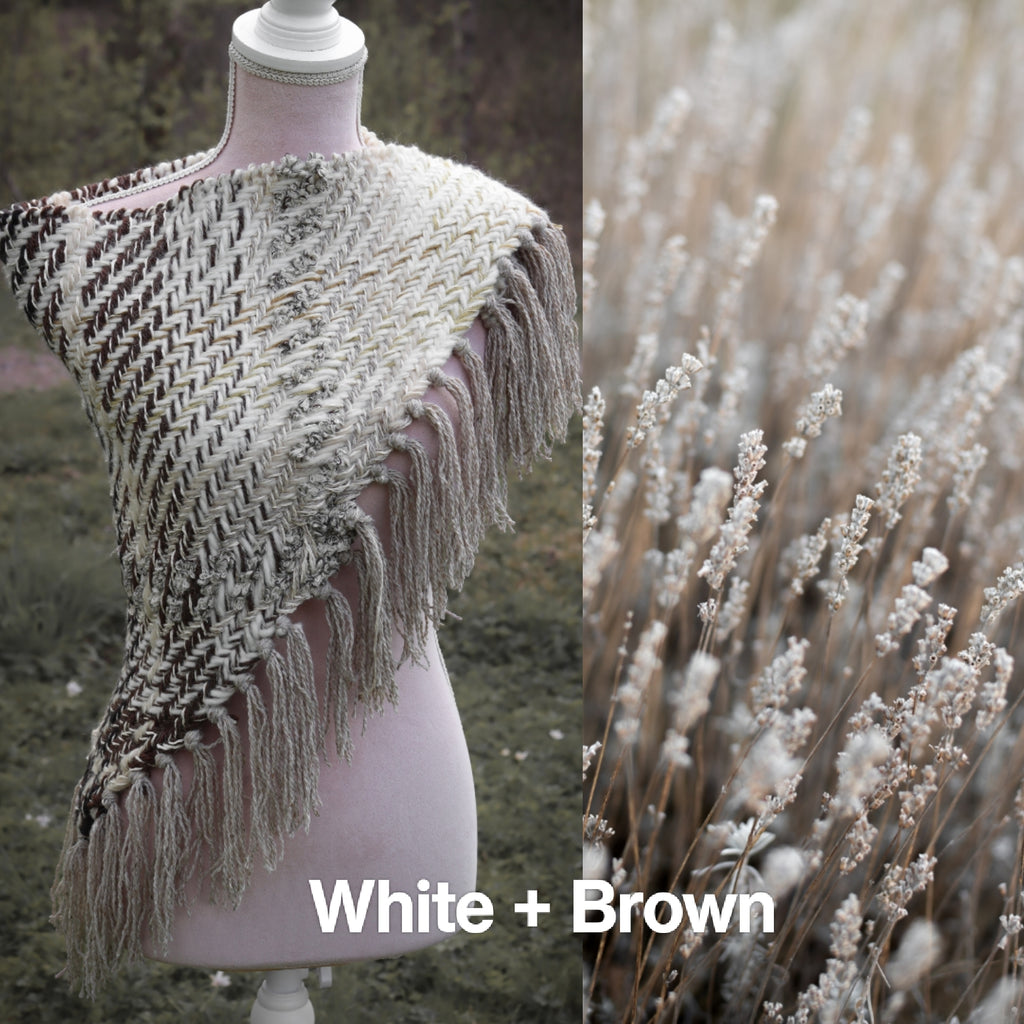 Custom-made handwoven triangle scrap yarn shawl in gradient colors. Please contact before purchase.