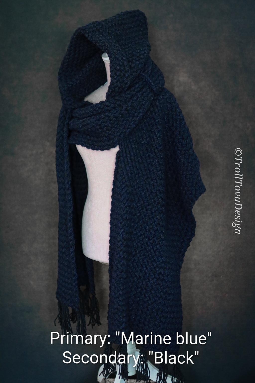 Custom-made extra long hooded shawl in the colors of your choice. Handwoven. Please contact before purchase.